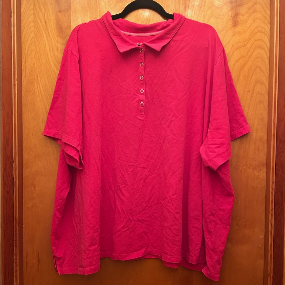 Catherines Hot Pink Polo-Style Blouse